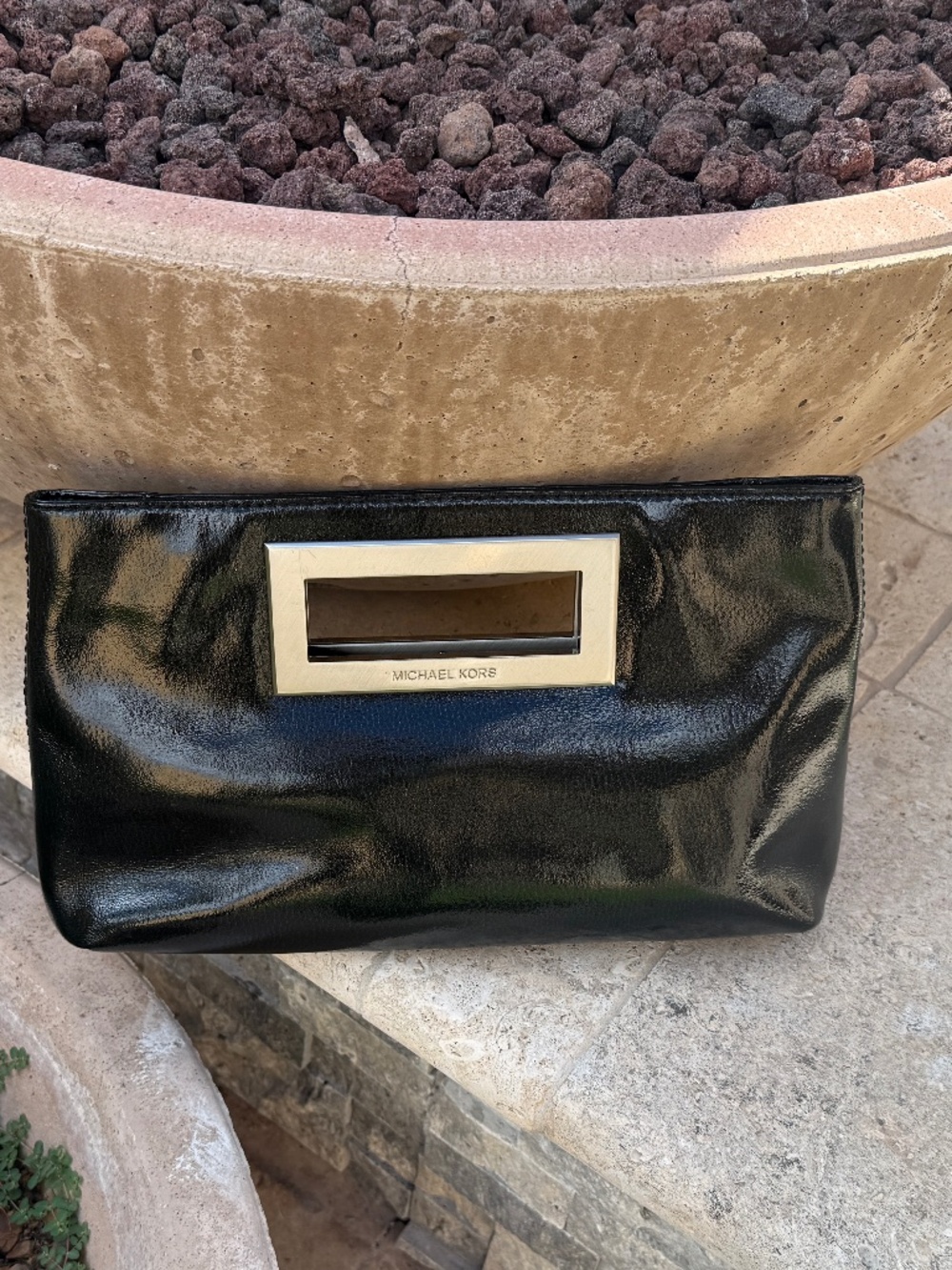 Michael Kors Black Patent Leather Clutch